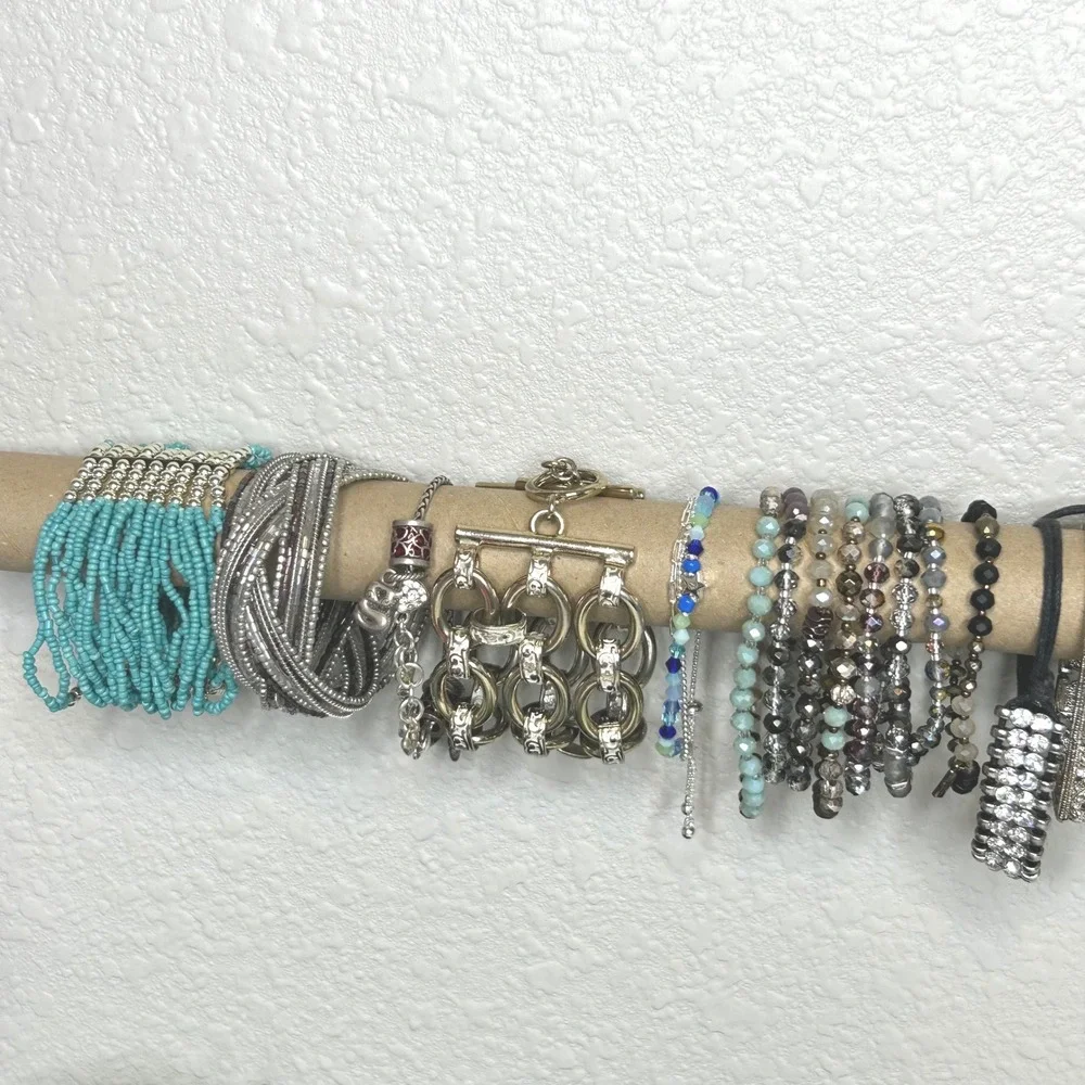 Lot of 25 Bracelet‎ Set Mixed Metals Beads Wood Bangles Stackable Statement